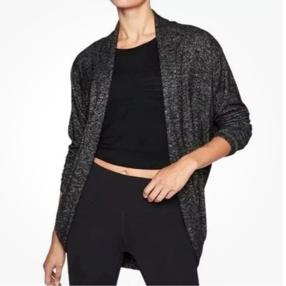 Athleta XXS Pose Wrap Cardigan Heather Black Gray Open Front Modal - Picture 1 of 8